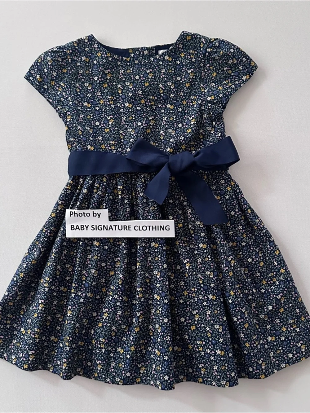 Ralph Lauren 24 Months Baby Girl Navy Floral Belted Dress Party